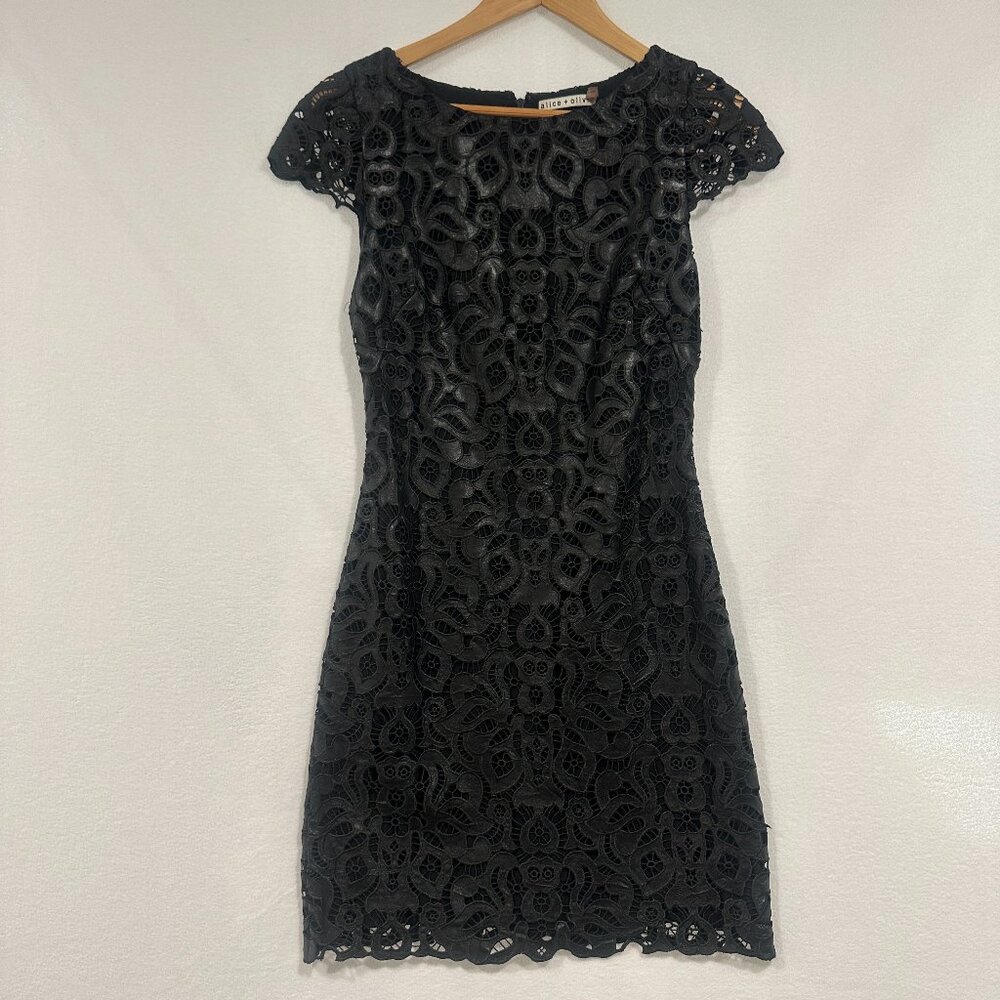 Alice + Olivia Penni Faux Leather Cap Sleeve Dress Size 4